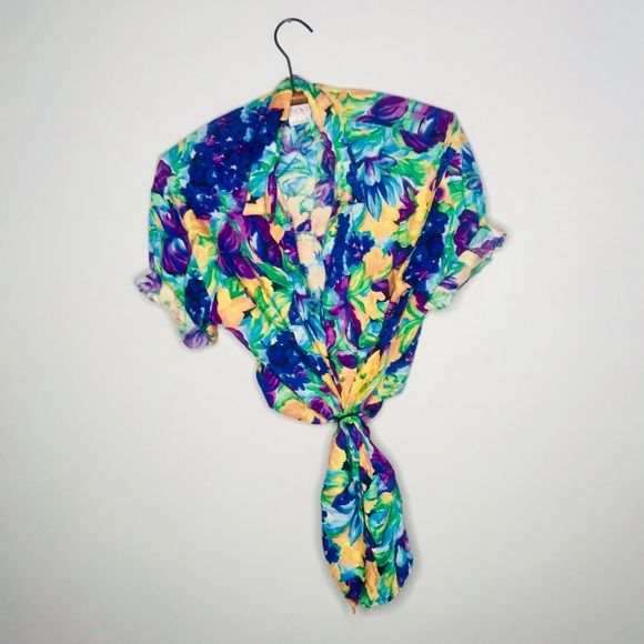 Vintage Tops - Vintage Retro 90’s Hawaiian Button Up Popover